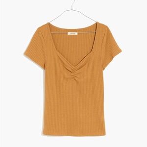 NWT Madewell Mustard Ribbed Ribbed Sweetheart Tee - Short sleeve - Medium